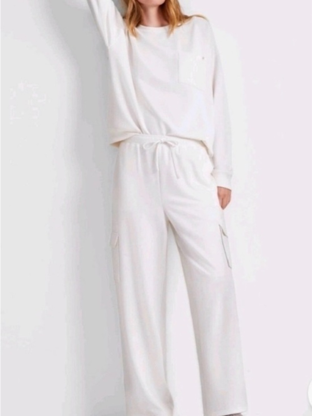 NWT Macy’s State of Day Wide-Leg Ultra Soft Cargo Lounge Pants in Ivory L